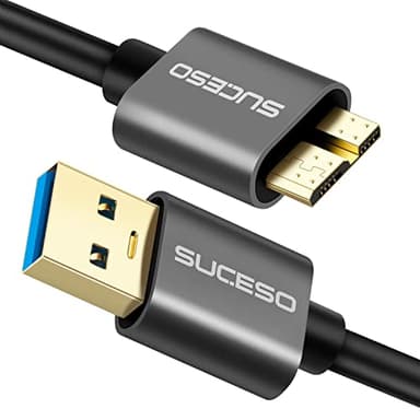 SUCESO Cavo Micro B a USB 3.0 A 5Gbps [0.5M] Cavo Micro USB 3.0 Hard Disk per Toshiba Canvio, Disco Rigido Esterno WD, My Passport ed Elements, Basics Maxtor, Samsung S5/Note 3/Note Pro, Camera ecc