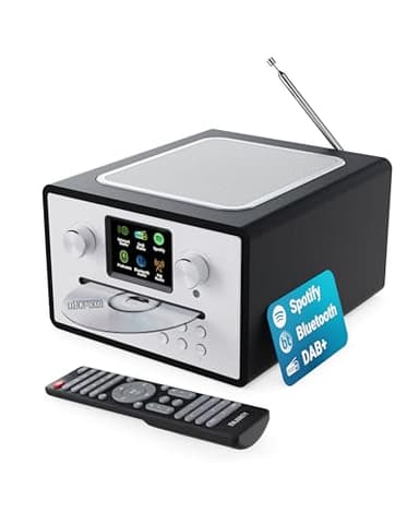 Impianto Stereo Casa Completo | Radio DAB Casa | Stereo CD Bluetooth con Spotify Connect, Podcast e radio FM | Impianto Audio Casa con Doppio allarme e 90 preset | Majority Homerton (Nero)