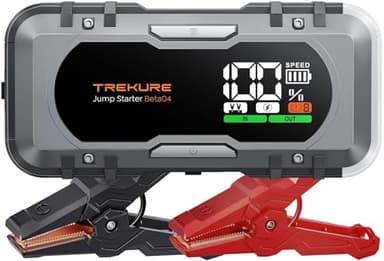 Booster Avviamento Auto da 6000A con 65W Ricarica Rapida, 27000mAh Avviatore Batteria Auto, Cavi Jumper Estesi e 600 Lumens Luce, Avviatore Emergenza per Auto per Tutti Motori Benzina/ 12.0L Diesel