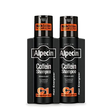 Alpecin Coffein Shampoo C1 Black Edition 2 x 250ml | Shampoo naturale crescita die capelli uomo | Shampoo anticaduta uomo