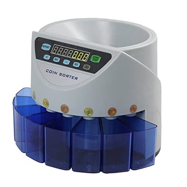 Vetrineinrete® Contamonete con display digitale a 7 cifre macchina professionale contatore conta monete con 8 vani raccoglitori moneta euro