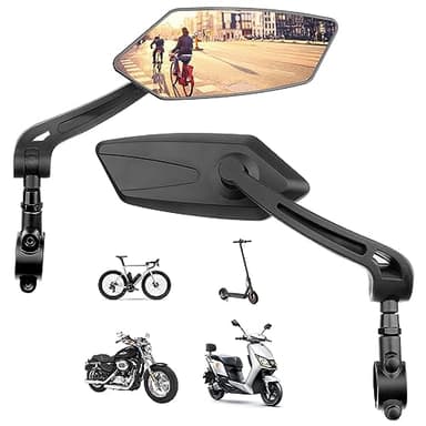 2 Pezzi Specchietto Bici, 360° Ruotabile HD Specchietto Retrovisore per Bicicletta, Specchietto Retrovisore Bici Elettrico, Moto, Bicicletta Elettrica per Manubrio da 22-25 mm