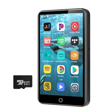 Lettore MP3 con Spotify, Lettore MP4 full touchscreen da 4,0 pollici con Bluetooth e WiFi, Walkman digitale con suono HiFi, lettore musicale Android con Audible, Deezer, Play Store fino a 1TB