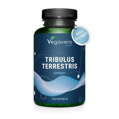 Tribulus Terrestris Vegavero® | 90% di Saponine | 100% Naturale e Senza Additivi | No OGM e Testato in Laboratorio | 120 capsule | Vegan