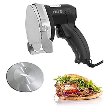 Saro 418-1020 Coltello da taglio professionale elettrico ED 100 per doner kebab e gyros, nero/Edelstahl
