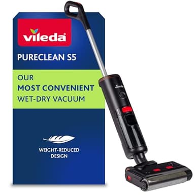 Vileda PureClean S5 | aspirapolvere lavapavimenti senza fili per sporco liquido e secco | leggero per una maggiore maneggevolezza | doppio serbatoio acqua sporca e pulita | funzione autopulente