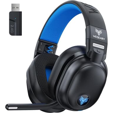 WESEARY WG3 Cuffie Gaming Wireless, 2,4 GHz Cuffie Gaming con Microfono per PS5, PS4, PC, Switch, Mac, Mobile, Cuffie Gaming con Stereo, Cuffie Bluetooth Over Ear con Luce LED, Batteria da 50 Ore
