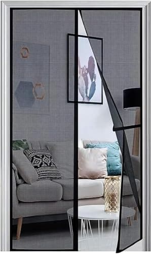 Panngu Zanzariere Magnetiche per Porte Finestre 140x240CM, Zanzariera Magnetica Porta Finestra 2023 Versione Aggiornata, Tenda con Magneti Anti Zanzare, Mosche Insetti - Nero