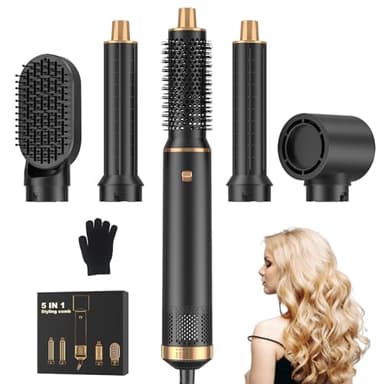 JINYAWA 5 in 1 Spazzola Asciugacapelli,800W Arricciacapelli Ad Aria, Spazzola Lisciante Per Capelli,Spazzola Elettrica Per Capelli,Spazzola Phon,Spazzola Ad Aria Calda Per Capelli,Styler Capelli