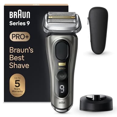 Braun Series 9 PRO +, Rasoio Elettrico Barba, Regolabarba Uomo, Rifinitore di precisione, Custodia da Viaggio in tessuto, Batteria Litio Ion, 100% Impermeabile Idea Regalo, 9515s Grafite