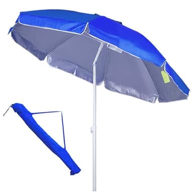 KOKOBOX OMBRELLONE da Spiaggia Inclinabile 200CM + Sacca da Trasporto + Protezione Solare UV50+ Obrellone da Balcone/Giardino/Terrazzo/Piscina/Pesca Esterno Antivento Portabile - Blu