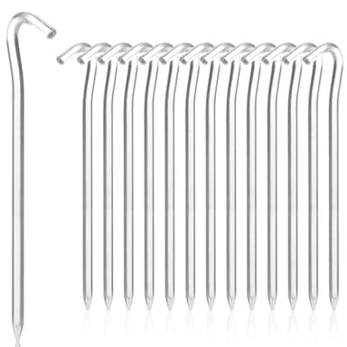 Picchetti per tenda robusti per attività all'aperto: 14 picchetti tenda da 18 cm, picchetti giardino，picchetti campeggio in alluminio per terreni duri, ideali per giardino, pesca e tende.