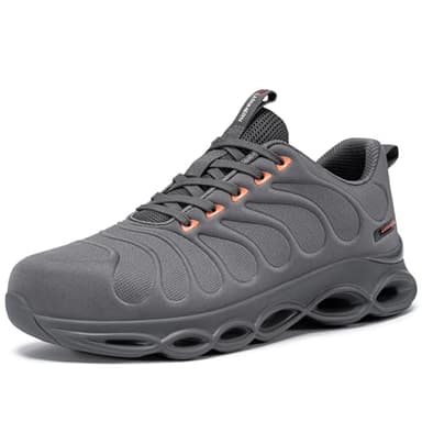 LARNMERN Scarpe Antinfortunistiche Uomo Scarpe Antinfortunistica Anti schiacciamento Traspirante Scarpe da Lavoro Leggero Comodo Moda(Grigio,45EU)