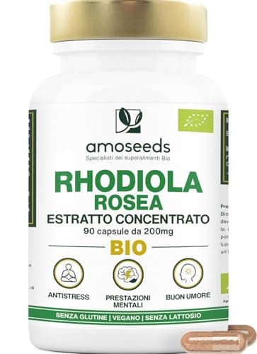 Rhodiola Rosea BIO | Estratto Concentrato (rosavine + salidroside) | 100% Naturale | Adattogeno, Anti-stress, Equilibrio Emotivo | 90 capsule vegane | Qualità Superiore