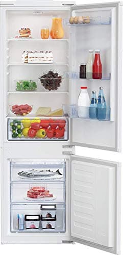 Beko BCSA285K4SN b100 - Frigorifero/congelatore integrato, capacità totale 271 l, combinazione da incasso, MinFrost, porta a traino, 35 dB, colore: Bianco