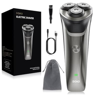 DOAO Rasoio Elettrico Barba, 2024 Aggiornato Rasoio Elettrico Uomo 2 in 1 Impermeabile Senza Filo Rotante per il Viso, Rasatura Wet & Dry (A3)