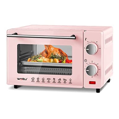 WOLTU Forno per Pizza da 10L 650W, Fornetto Elettrico con Sportello Visibile, Temperatura tra 100-230℃, Timer 0-60 Minuti, con Teglia, Griglia, Pinza, Rosa