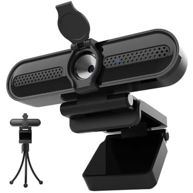 VIZOLINK W4DS 4K Webcam PC con Microfono, Campo Visivo 78°, Messa a Fuoco Fissa, Plug&Play, con Protezione della privacy, Treppiede, USB Webcam Full HD per Videochiamate, Conferenza e Studio