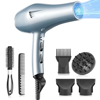 FaszinCare Asciugacapelli Professionale Ionico, Diffusore e Pettine Concentratore - 2 Velocità e 3 Impostazioni di Calore, Phon Capelli Ideale per Famiglia e Salone di Bellezza