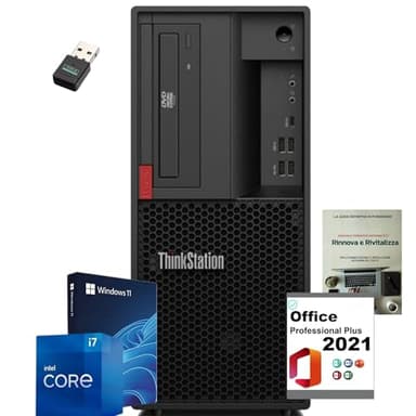 Lenovo Computer fisso ThinkStation P330 i7-9700, 32GB RAM, 1TB SSD, Windows 11 Pro, pacchetto Office 2021, PC Fisso Ricondizionato con WiFi, Bluetooth, hdmi usb (Ricondizionato)