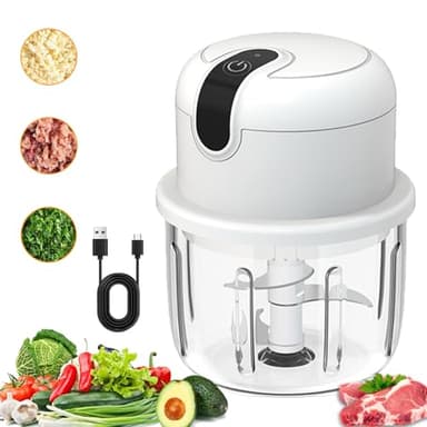 Tritatutto Elettrico,Mini Frullatore Tritatutto Portatile Wireless da 300 ML,Tritacarne Elettrico Chopper Ricaricabile USB,Robot da Cucina per Peperoncino/Verdura/Peperoni/Carne