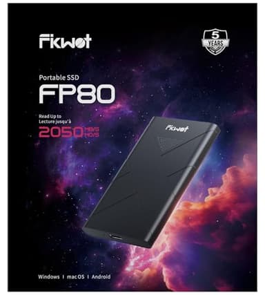 Fikwot FP80 SSD Esterno 500GB SSD Portatile USB-C 3.2 Gen 2, Fino a 2050MB/s, Unità a Stato Solido Esterna per iPhone Serie 15, PS5/PS4(Pro), Android, Xbox, Mac, PC