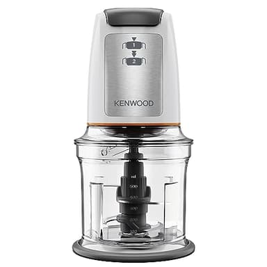 Kenwood Chopper CHP61.100WH, Potenza 500W, Ciotola da 0.5L, 2 velocità, Sistema a quattro lame, Anello antiscivolo per la stabilità del tritatutto, Lavabile in Lavastoviglie, Bianco/SIlver