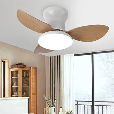 EKDADL 65CM Silenzioso Ventilatore da Soffitto con Luce e Telecomando 6 Velocità 0%-100% Dimmerabile 3 Pale Plafoniera Ventilatore da Soffitto Lampadario Ventilatore a Soffitto (Venatura del legno)
