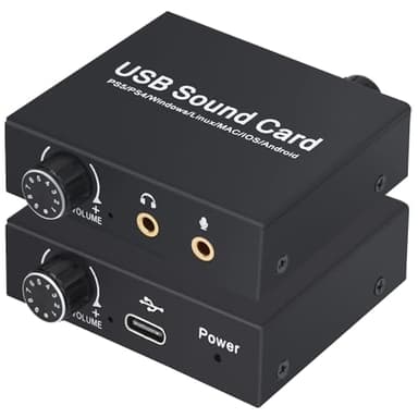 Scheda Audio USB, Tendak Scheda Audio Stereo Esterna Adattatore Audio USB con Porta per Cuffie e Microfono da 3,5mm, Controllo Volume, Regolazione Bassi per PC Laptop Desktop PS5, Windows, Mac, Linux