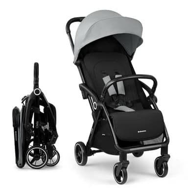 KikkaBoo Ciela Passeggino Leggero fino a 22 kg – Piegatura Automatica, Schienale Reclinabile, da Viaggio, Misura Bagaglio a Mano, Grigio