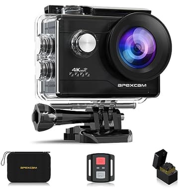 Apexcam 4K WiFi 20MP Action Cam Ultra HD Sports Cam Impermeabile Sott’acqua 40M 2'' Action Camera 2.4G Telecomando 170° Grandangolare con 2x1050mAh Batterie e Kits di Accessori