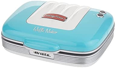 Ariete 1973 Waffle Maker Party Time - Piastra Elettrica per Waffle - Piastre Antiaderenti - 700 Watt - Azzurro