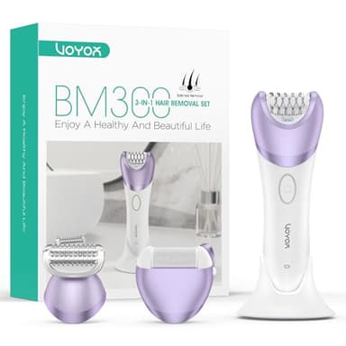 VOYOR Depilatore Donna, 3 in 1 Epilatore Elettrico Donna per Braccia Gambe, Rasoio Elettrico Donna, Epilatore Impermeabile & Ricaricabile, Coperto 30 Pinzette BM300 (Viola)