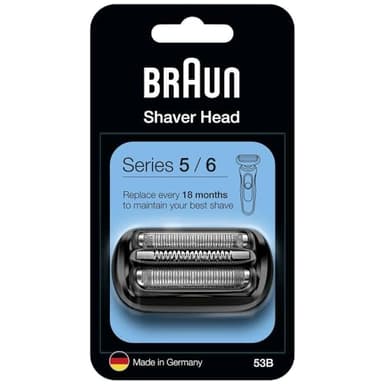 Braun Series 5 53B Testina di Ricambio Originale per Rasoio Elettrico Barba - Nero - Compatibile con i Rasoi Series 5 e Series 6 (Nuova Generazione)