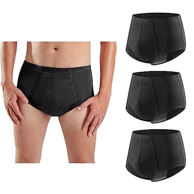 Carer Confezione da 3 Slip per Incontinenza Maschile Riutilizzabile Lavabile Cotone, Mutandine per Incontinenza con Tampone Assorbente capacità Urina 200ML Nero Taglia L