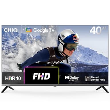 CHiQ L40M9G TV Smart da 40 pollici (100 cm), FHD, HDR10, Google TV, Google Assistant, Sintonizzatore Triplo DVB-C/T/T2/S/S2, Dolby Audio, Dbx-tv, Chromecast integrato, HDMI, Senza Cornice in Metallo