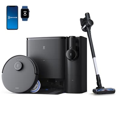 ECOVACS T30S COMBO COMPLETE Robot Aspirapolvere Lavapavimenti con Stazione Tutto-in-Uno, Moci Estensibili TrueEdge, 11000Pa, Tecnologia ZeroTangle, Lavaggio con Acqua Calda a 70℃, Sollevamento Moci