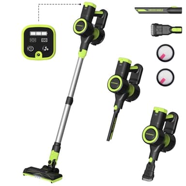 FAMIVAC Aspirapolvere Senza Fili 40KPA, Scopa Elettrica Senza Fili Portatile a Batteria Rimovibile 6 in 1, Sistema di Filtraggio a 6 Stadi, Spazzola a V Antigroviglio per Pavimenti/Peli di Tappeto