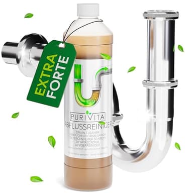 PURIVITA - Disgorgante professionale forte per tubature, liquido scarico, 1000 ml - Pulizia efficace e approfondita delle tubature - Senza intasamenti e ostruzioni - Extra forte