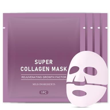 Erinde Collagen Mask Real Deep – 4 pezzi, Overnight Korean Skincare Collagene Mask, maschera per il viso idratante profondo, maschera per il viso ialuronico