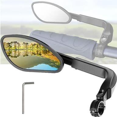 YUEMING Specchietto Retrovisore Bici Specchietti Bici Scomparsa Regolabile 360° di Rotazione in Acciaio Inossidabile Specchietti Bici Manubrio per Bicicletta MTB Mountain Bike (Sinistra)