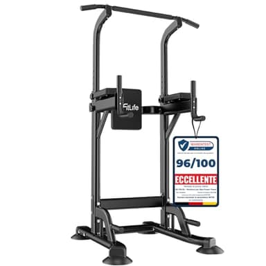 DH FitLife Power Tower Dip Station, Attrezzatura sportiva con barra per trazioni, barre e allenamento della schiena, Stazione di forza, Stazione fitness, Power Rack, Allenamento di forza a casa