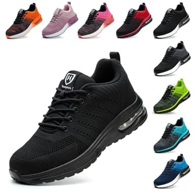 Baofular Scarpe Antinfortunistiche Uomo Donna Leggere Scarpe da Lavoro Comode Scarpe Sicurezza Antiscivolo Traspiranti Nero 42 EU 260