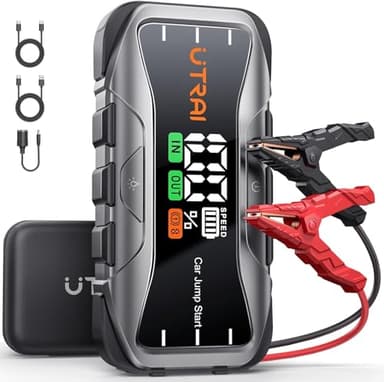 Booster Avviamento Auto 6000A 27000mAh, Avviatore Emergenza per Auto, Starter Batteria Portatile con PD65W Carica Rapida, Fino a Tutto Gas o 12.0L Diesel, Display LCD, DC160W, 4 Modalità LED