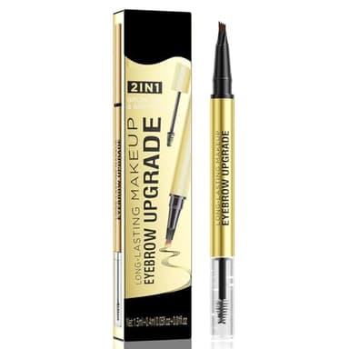 Matita per sopracciglia impermeabile – Microblading Eyebrow Pen 2 in 1 Matita per sopracciglia a doppia estremità 3D con 4 punte a forchetta per un look naturale e un risultato duraturo