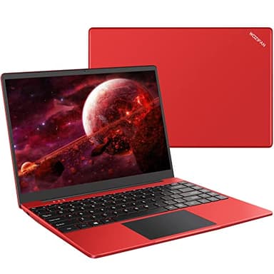 WOZIFAN PC Portatile 14" 128 GB SSD Supporta l'espansione 1TB Win Notebook 6GB 2.4G+5G 1080P con mouse senza fili protezione della tastiera(Italiana)-Rosso