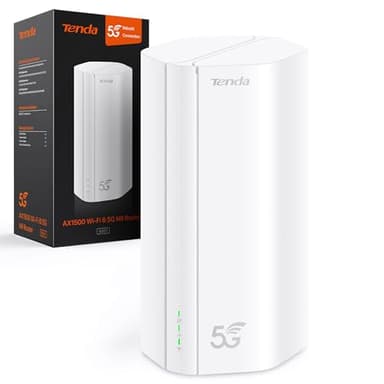 Tenda 5G01 Router 5G con SIM Wi-Fi 6 AX1500Mbps, Dual Band Modem 5G/4G LTE, Plug & Play, Porta Gigabit WAN/LAN, 6 Antenne Interne, Mesh Wi-Fi+, Nano SIM, Router WiFi con SIM 5G NR - Entry Level