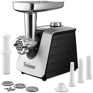 Tritacarne Elettrico 1500W (Nero) - Per Carne e Salsiccia - Robot da Cucina, Tritacarne con 3 Lame e 3 Ugelli per Salsicce - Tritacarne Professionale