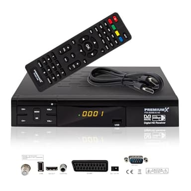 PremiumX Ricevitore satellitare HD 520SE FTA Digital SAT TV Receiver DVB-S2 FullHD HDMI SCART USB lettore multimediale, Astra Hotbird preprogrammato