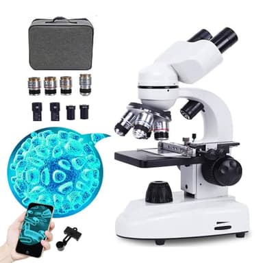 Microscopio Biologico Hd 12000X/18000X/30000X, Microscopio Ottico Binoculare Professionale Per Studenti Adulti, Doppia Illuminazione A Led, Adattatore Telefonico, Custodia Per Il Trasporto,30000X